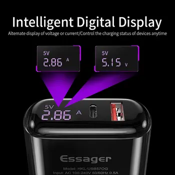 Essager LED Greitai Įkrauti 3.0 USB Įkroviklis iPhone Samsung 