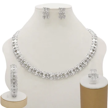 Fine Jewelry Nuotakos Dubajaus Aukso Papuošalų Rinkinys Krištolo Karoliai, Apyrankės Nigerijos Vestuves Moterų Mados Juvelyrikos Rinkiniai