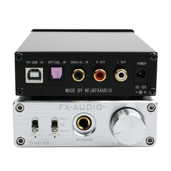FX-AUDIO DAC-X6 HiFi 2.0 Skaitmeninio Garso Dekoderio VPK Įvestis USB/Bendraašis/Optinis Išėjimas RCA/ Ausinių Stiprintuvo 24Bit/96KHz DC12V