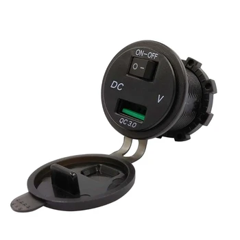 Greitai Įkrauti USB 3.0 Automobilinio Įkroviklio Lizdas LED Voltmeter Jungiklis Automobilio Jūrų ATV