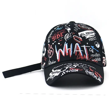 Hip-Hop Grafiti beisbolo kepuraitę Vasarą, Rudenį medvilnės reguliuojamas mados lenktas sporto skrybėlės gatvės stiliaus juokinga kepurės unisex