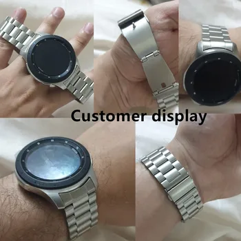 HQ Nerūdijančio Plieno Watchband Samsung Galaxy Žiūrėti 46mm SM-R800 Sporto Juosta Lenkti Pabaigos Dirželis Riešo Apyrankę, Sidabro, Juoda
