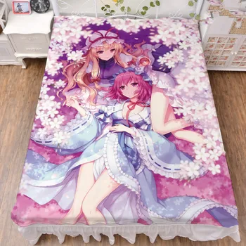 Japonijos Anime TouHou Project pobūdžio seksuali mergina Hakurei Reimu Kirisame Marisa lova pieno pluošto lakštai & flanelė antklodė 150x200cm