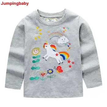 Jumpingbaby 2020 m. Mergaičių marškinėliai Topai Baby Girl Drabužiai koszulka T-shirt tshirts Vetement Enfant Užpildyti Dryžuotas marškinėliai Roupa Menina