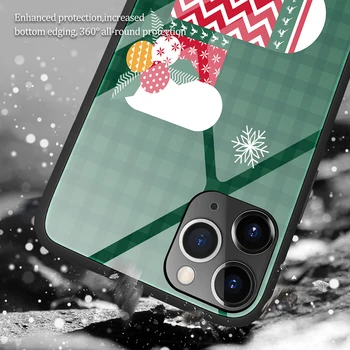 Kalėdų Animacinių filmų Elnias Telefono dėklas Skirtas iPhone 12 11 Pro Max 10 X XR XS Max 6 6S 8 7 Plus SE 2020 Stiklo Atveju Skystu Silikonu Padengti