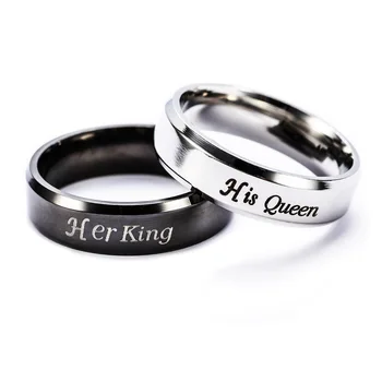 Karalius ir Karalienė Žiedai, Nerūdijančio Plieno, Poros, Meilužio Žiedai Vyrams, Moterims, Romantiška Vestuvių, Sužadėtuvių bižuterijos