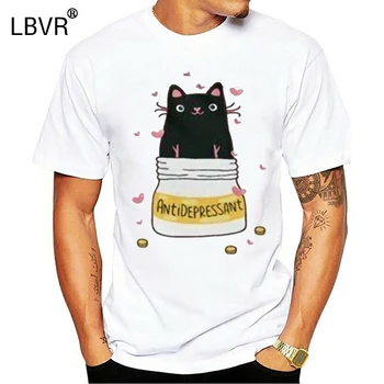 Katė Antidepresantų T-Shirt Mielas Tee Juokinga Spausdinti Marškinėliai Žavinga Kačiukas Drabužius Harajuku Juokingi Marškinėliai