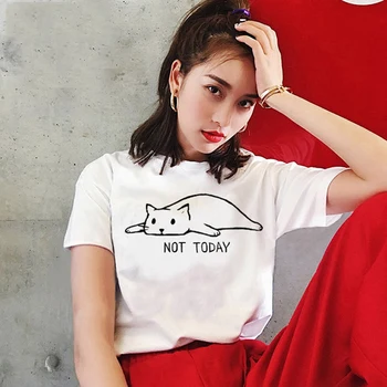 Kawaii ne šiandien katė marškinėliai moterims e mergaitė moterų ulzzang tshirts japonijos ponios grafinis tee dropshipping užsakymą tees viršūnės