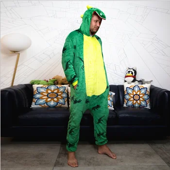 Kigurumi Onesies Cosplay Žalias dinozauras suaugusiųjų pižamos vyrams ir moterims halloween kostiumai pižama Gyvūnų Sleepwear Jumpsuit