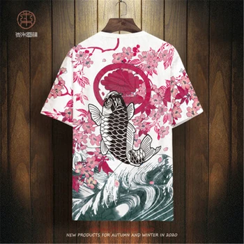Kinų stiliaus karpis modelio spausdinimo mados trumparankoviai marškinėliai Vasaros Naujos kokybės minkštas kvėpuojantis ledinis cool marškinėliai vyrams XS-7XL