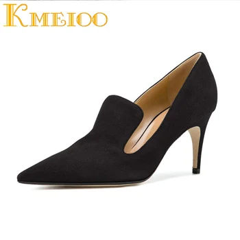 Kmeioo Naujo Stiliaus Biuro Karjeros Siurbliai Pažymėjo Tne Aukšti Kulniukai Slip-On Stiletto Plonas Kulnas Sandalai Zapatos Mujer Basic 