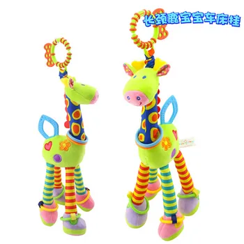 Kokybės elnias pliušiniai žaislai lova kūdikių mobiliojo kabinti kūdikių barškučių žaislas žirafa su bell žiedas kūdikių teether Žaislai dovana