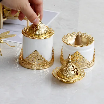 Kūrybos aukso aromaterapija krosnių ketaus, keramikos derinys, aromaterapija krosnių, žvakių laikiklis Ramadanas namų puošybai