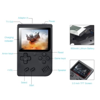 Mini Nešiojamą Žaidimų Žaidėjai Nešiojamosios Žaidimų Konsolės 8 Bitų įmontuota 168 Klasikiniai Žaidimai LCD Vaikai Nostalgišką Retro Žaidimų Konsolės
