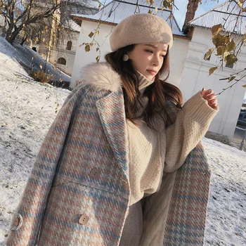 Mishow 2020 m. Moteris Kailio viršutiniai drabužiai žiemos drabužių mados šiltas vilnonis mišiniai moterų elegantiškas Dvigubo Breasted vilnoniai paltai MX18D9679