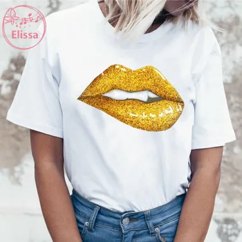 Moterims Seksualus Lūpų Aukso Blizgučiai Spausdinti marškinėlius Pasididžiavimas Lgbt moterų marškinėliai, Gėjų, Lesbiečių Meilė seksualus lūpų viršūnes sudaro Estetika marškinėliai