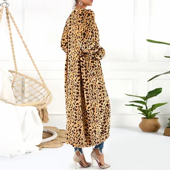 Moterų leopard megzti ilgas megztinis ilgomis rankovėmis megztinis, paltas ir moterų, moterų 2018 m. rudenį naujų outwear paltai moterims rudenį