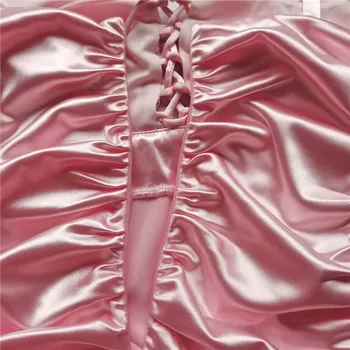 Moterų ruched seksualus bodycon plisuotos suknelės v kaklo nėrinių diržas pink casual dress vasaros šalis klubo aprangą naujų moteriškų rūbų 2020 m.