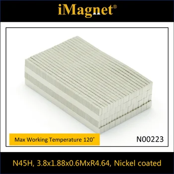 N00223 100/200/500 vnt N45H Blokuoti stiprus Retųjų Žemių Neodimio Magnetas,3.8x1.88x0.6M x R4.64mm,stačiakampio gretasienio Ndfeb Magnetas ,mažytis magnetas