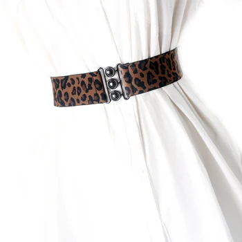 NAUJAS Mados Platus leopard minkštas Marškinėliai Moterims KARŠTO seksualus Elastinga Šalies cummerbunds lady kailis Juoda sagtis vestuvių suknelė diržai