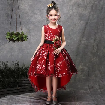 Naujas Prekės ženklas Gėlių Mergaitės Suknelė Vaikai Princesė Šalis Vestuvių Suknelės Vaikams Baigimo Ceremonija Kūdikių Vaikai Ilga Uodega Oficialią Dėvėti