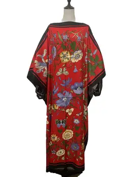 Negabaritinių Mados Spausdinti Kuveitas Tradiciniai Vasaros Šilko Kaftan ilga suknelė Prarasti Dashiki Afrikos Moterų Bohe abaja Skraiste suknelė