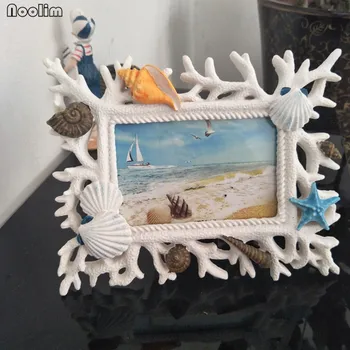 NOOLIM Viduržemio jūros Dervos Retro Foto Rėmelis Darbalaukio Apdailos 6 Colių Koralų Vandenyno Ornamentu Foto Rėmelis Vestuvių Dovana