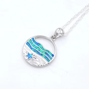 Ocean Blue Opal Pakabukas Featuring Banga ir Žvaigždė Paplūdimyje