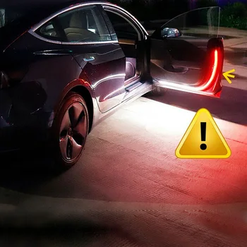 OKEEN 2vnt Automobilių Durų Atidarymo Įspėjimas LED Žibintai Sveiki Dekoro Lempos Juostelėmis Flash Srauto Raudona Stabdžių Galinis Susidūrimo Saugos Auto Lempos