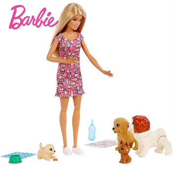 Originalias Barbie Naujagimių Šuniukų Lėlės ir Gyvūnai Žaislų Rinkinys, Originali Šuo Kūdikių Priežiūros Mergaičių Lėlės Priedai Ducational Žaislai Vaikams Dovanų