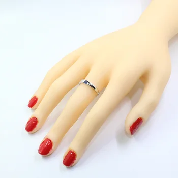 Paprasta 925 sidabro safyras vestuvinis žiedas moters, 3 mm * 3 mm VS klasės safyro žiedas sidabro safyro žiedas moters