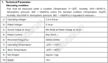 Pleistras Veiklioji buzzer HN9650B 3V 5V 9.6 * 9.6 * 5mm MLT-9650