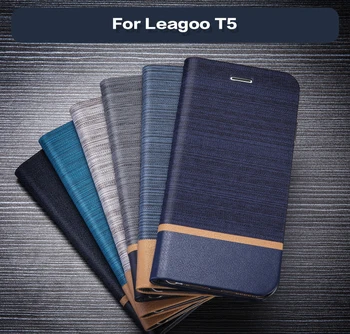 PU Odos Telefoną Atveju Leagoo T5 Flip Book Case Silikoninis Galinio Dangtelio Leagoo T5 T5C Verslo Kortelės Lizdas Atveju