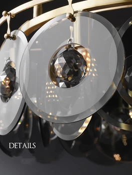 Raundas prabanga Vario kambarį Apšvietimo Villa Crystal hall LED Šviestuvo Valgomasis, Miegamasis Žibintai Juodas stiklas Kabo lempa