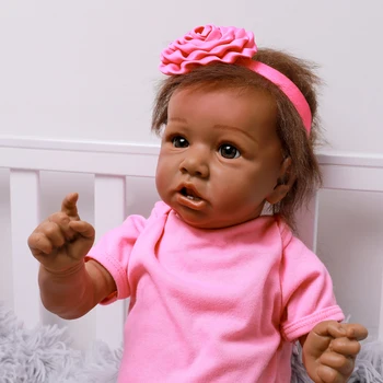 Realus Reborn Baby Doll Viso Kūno, Juoda Silikono Lėlės Su Dantų Žavinga Realus Bonecas Lėlės Kreivas Burną Vonios Žaislas
