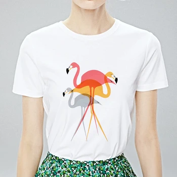 Retro mados Įvairovė gana Naujas marškinėliai Moterų sporto Salė Flamingas Grafinis Negabaritinių marškinėliai Kietas Streetwear Estetinės Marškinėlius