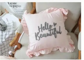 Rožinė/pilka/balta Sveiki Graži, siuvinėta medvilnė pagalvėlė padengti nėrinių užvalkalas lovos pagalvę padengti namų dekoro