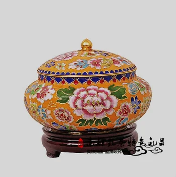 Senojo Pekino autentiški Cloisonne plauti puodą 6 colių emalio šilko jar namų dekoravimo verslo