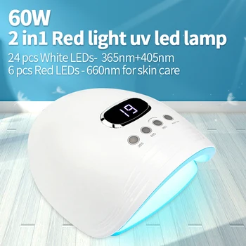 SIMINAIL 2019 60w Naujas LED Manicura UV Nagų Lempa Gydant Gelio Nagų Džiovintuvas UV Raudonos Šviesos Lampara LED 60 W Meno džiovinimo