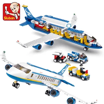 Sluban 463Pcs Miesto oro Uosto Orlaivių Skrydžio Lėktuvu Brinquedos Avion įranga, biuro įranga Statybiniai Blokai, Plytos, Švietimo Žaislai Vaikams