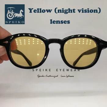 SPEIKE Individualų derliaus geltoni lęšiai, akiniai nuo saulės Johnny Deppas Lemtosh retro stiliaus naktį visionglasses gali būti trumparegystė akiniai nuo saulės