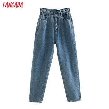 Tangada 2020 mada moterims, laisvi džinsai, kelnės ilgos kelnės strethy juosmens kišenės mygtukai moterų kelnes 6P7