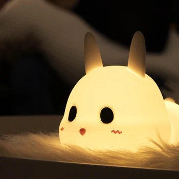 Triušis LED Nakties Šviesos Silikono Gyvūnų Animacinių filmų Pritemdomi Lempa USB Įkrovimo Vaikams, Vaikams, Kūdikių Dovanų Lovos, Miegamojo