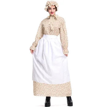 Umorden Suaugusiųjų Kolonijinės Pioneer Mergina Kostiumas Moterims Village Ūkio Prairie Mergautinė Tarnaitė Kostiumai Helovinas Fancy Dress Šalis