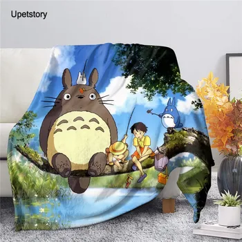 Upetstory Anime Totoro 3D Atspausdintas Vilnos Antklodė, Lovos Storio Antklodė Mados Lovatiesė Sherpa Mesti Antklodę Suaugusiems Vaikams