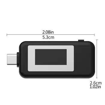 USB Tipo C LCD Voltmeter Testeris DC4-30 V 0-5.1 Ammeter Įtampa Srovės Matuoklis Baterijos Įkrovimo Priemonė Kabelis