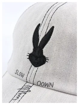 USPOP Bugs Bunny skalbti džinsinio beisbolo kepurės, Siuvinėjimo grafiti skydelis bžūp moterų pavasario kepurės