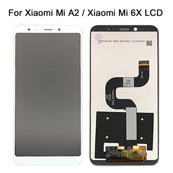 Už Xiaomi Mi A2 MIA2 LCD Ekranas skaitmeninis keitiklis Jutiklinis Ekranas Asamblėjos Xiaomi Mi 6X MI6X Pakeitimas, Remontas, Dalys, Balta 5.99 colių