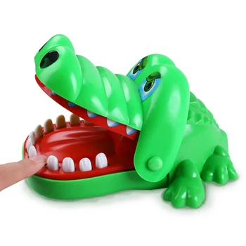 Vaikai Bite žaislas mielas žalias krokodilas ryklių dantų plastiko pirštų žaidimas kramtymas kamštukas žaislas kūrybos juokingas vaikas apgauti tėvų-vaikų žaisti