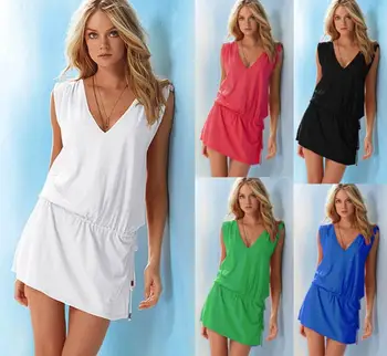 Vasaros paplūdimio suknelė moterims drabužių 2021 trumpas atsitiktinis, kietas v-kaklo moterys šalis suknelė plius dydis rankovių seksuali Mini suknelės